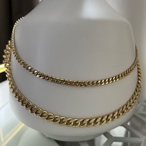 Gold Cuban Chain Necklaces (Set of Two)